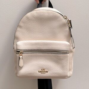 {Coach} Mini Leather Backpack Chalk